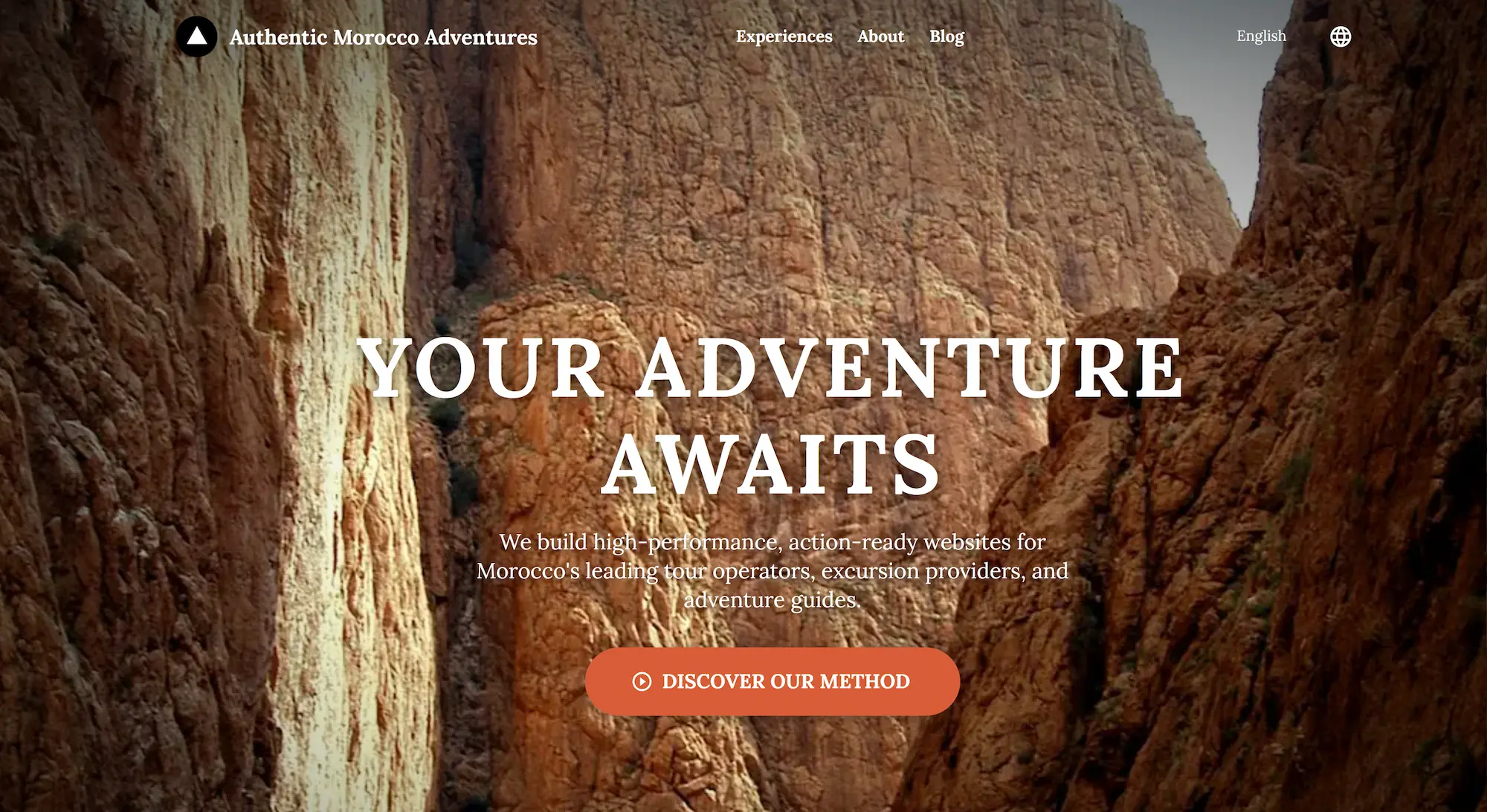 Full desktop view of the Adventure Seeker website theme